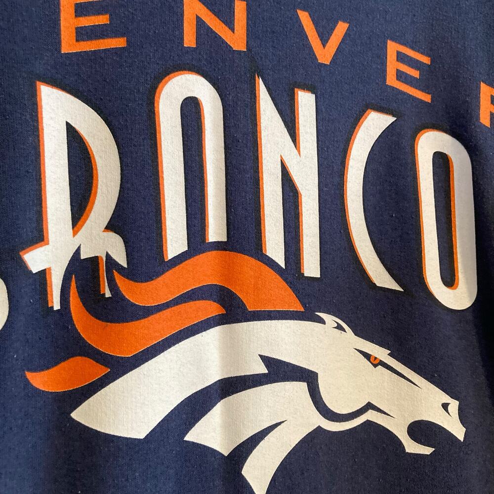 Vintage 1999 Denver Broncos Navy Crewneck Sweatshirt NFL Riddell Large - Picture 11 of 16
